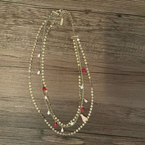 Three-Strand Bead and Tassel Necklace
